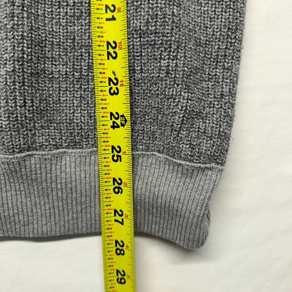 Banana Republic XL Gray Quarter Zip Sweater 100% Cotton Mock Neck Knit Pullover